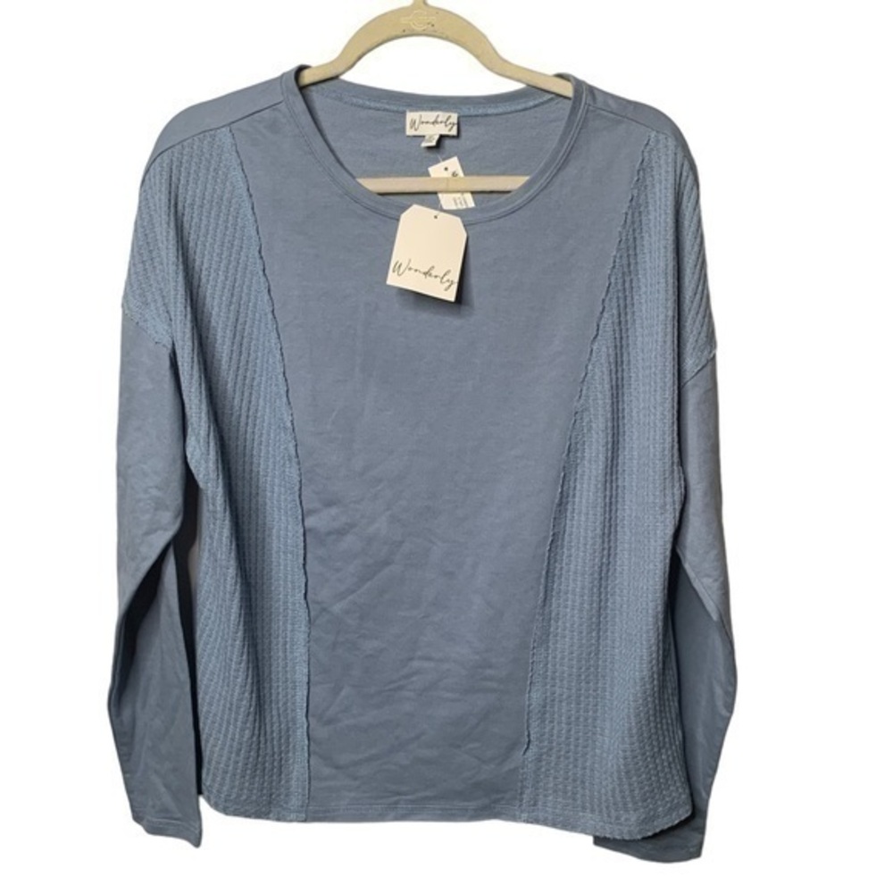 Wonderly Blue Gale Waffle‎ Top/Shirt Blue Size Medium - Picture 3 of 8